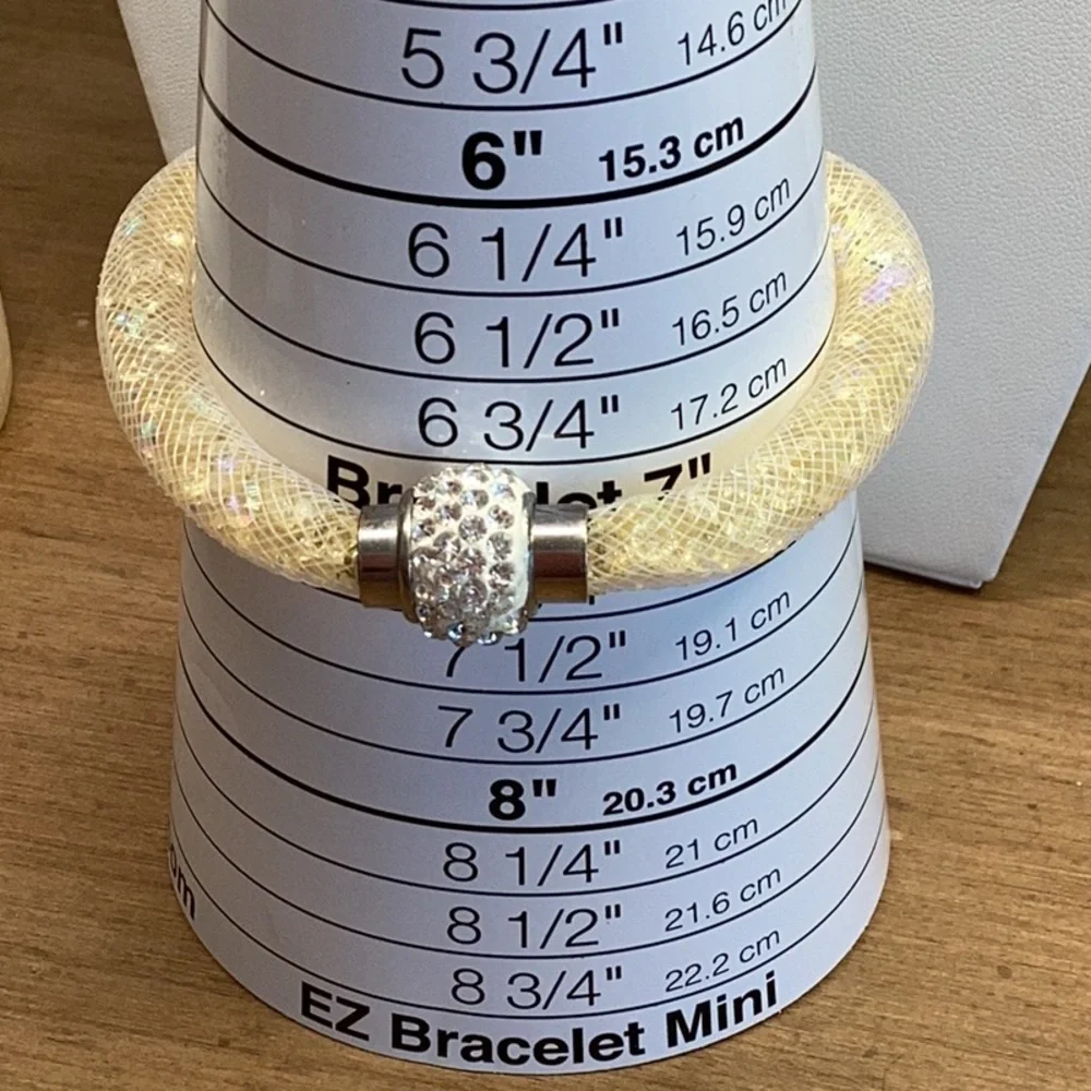 Rhinestone and Crystal AB Yellow Silver and White Necklace Bracelet Earrings Set